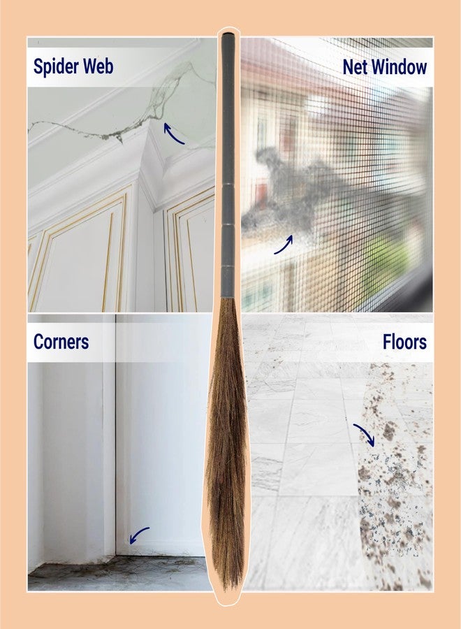 Chakaa chak Chakaachak Eazo Grass Broom | Meghalaya Grass Jhadu for Home Cleaning | Long Lasting & Durable Zadu | Removes Fine Dust from Floor & Ceiling | Plastic Handle | Lightweight & Eco-Friendly - Image 3